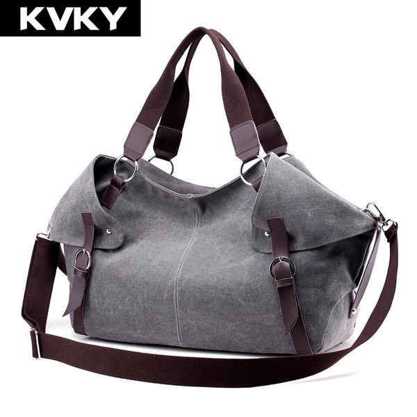 

kvky canvas women handbags solid hobos women messenger bags brand female casual belt big shoulder crossbody bags designer bolsas