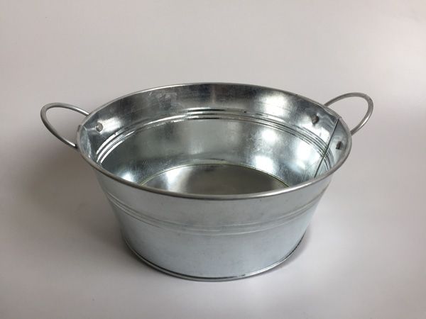 

d20xh8.5cm clear metal container tin round galvanised planters with handle big succulents pots sf-024