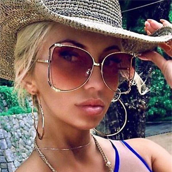 

fashion oversized sunglasses women retro butterfly clear shades metal sunglasses ladies vintage gradient black luxury sun glasses 2018, White;black