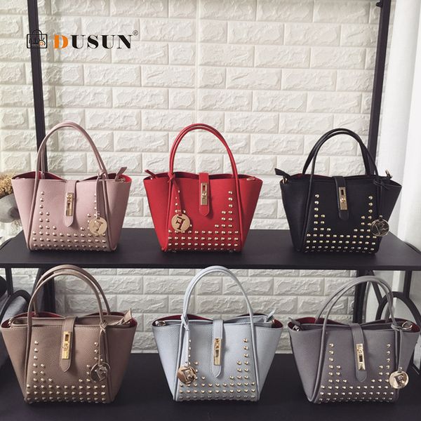 

DUSUN Rivet Women Handbags Set 2018 PU Leather Female Causal Tote for Daily Shopping All-Purpose High Quality Dames Shoulder Bag