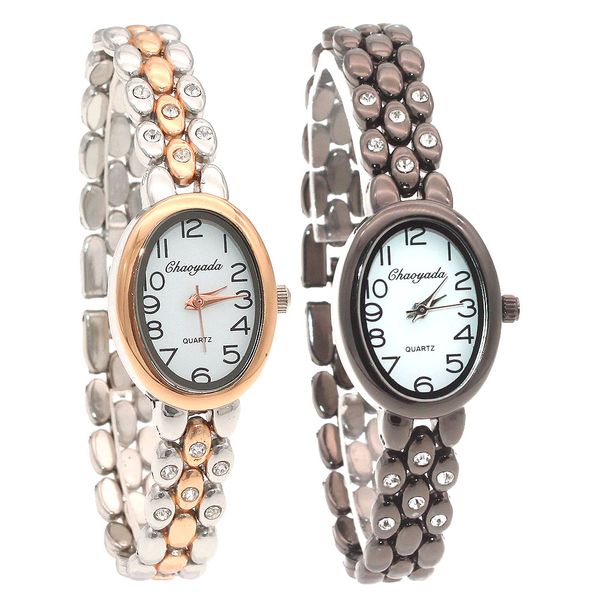 

luxury watches chaoyada luxury jewelry ladies quartz watch dress fashion casual women watches rhinestone bracelets o142, Slivery;brown