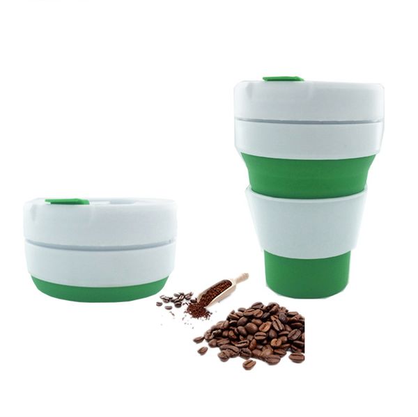 

Portable ilicone coffee cup collap ible mug 12oz 350ml fda food grade tea tumbler folding travel water bottle fedex
