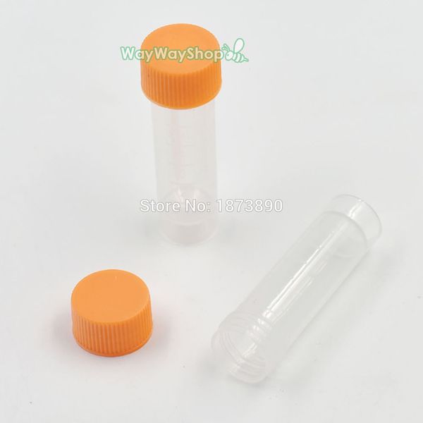

50 pcs 5ml(orange cap) 10ml(white cap)test tubes seal cap pack sample container vial storage craft plastic