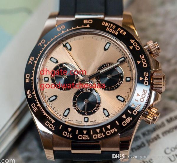 

завод поставщик качество азии 40 мм красный и золотой поверхности мужской стол 116515ln резиновый ремешок полосы автоматические мужские часы, Slivery;brown