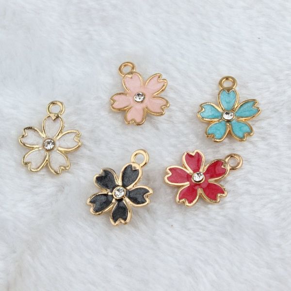 

300 pcs of colorful enamel flower charms pendant 15*18 mm good for diy craft, jewelry making, Bronze;silver
