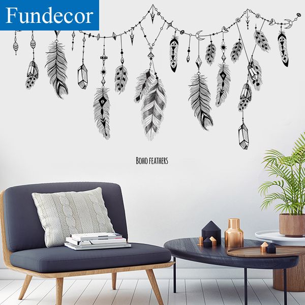 

fundecor] new arrivals feather hanging wall sticker diy black living room bedroom home decor wall decals diy spring decoration