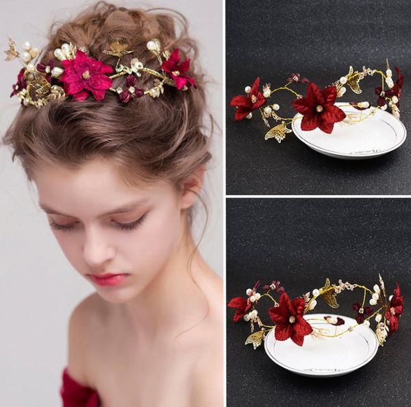 

свадебные головные уборы ручной работы, сплав листьев украшения, красные аксессуары, свадебные аксессуары, мягкие цепи, Silver