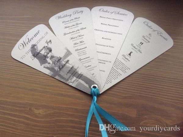 Fancy And Elegant Wedding Programs In Fan Style Beach Wedding