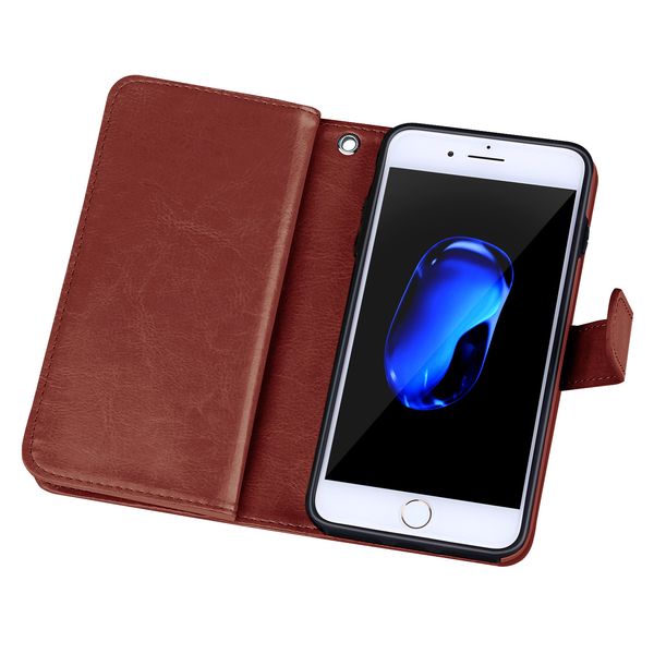 

exquisite for samsung luxury phone case cover detachable crazy horse oil wax pu leather phone case multi card slots wallet case