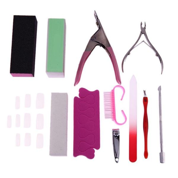 

12pcs/set professional nail tools set nail files cuticle trimmer clippers finger separator manicure brush tools kit
