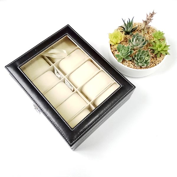 

2019 new 10 grids watch case watch boxes casing for hours sheath for hours box, Black;blue