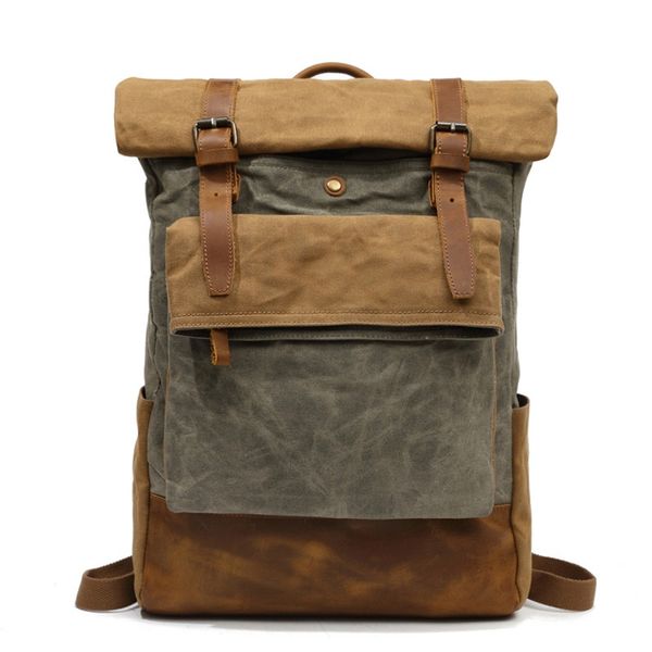 

yupinxuan europe designer canvas leather backpacks vintage teenager daypacks waterproof travel rucksacks wearproof school bags