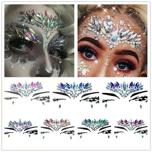 

2018 New Fashion DIY Diamond Face Crystal Temporary Tattoo Stickers Makeup Party Christmas Halloween Face Beauty