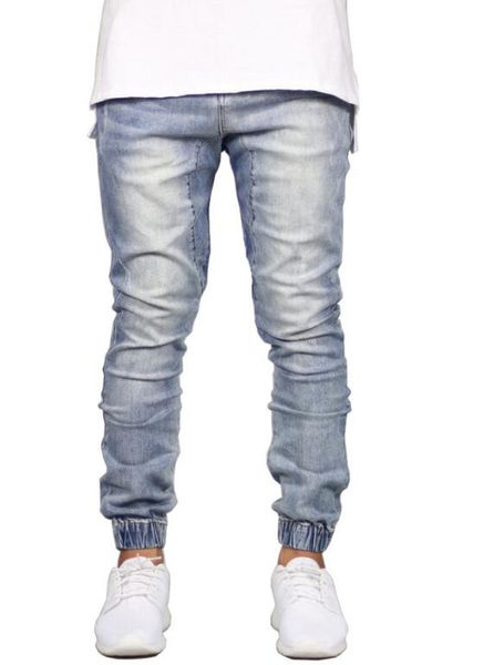 

2018 fashion stretch men jeans denim jogger design hip hop joggers for men, Blue