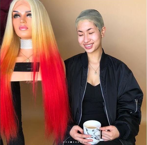 

Long wavy 613 yellow light red pe tal mint tran parent yellow colorful candy ombre rainbow hair caple wig lace front wig