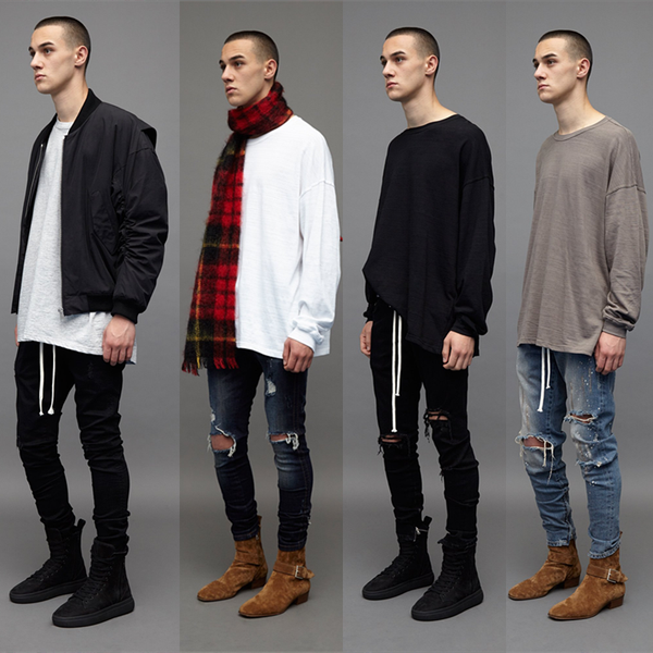 

street wear loose basic tee cotton t-shirt solid casual long sleeve t-shirts long plain lover tee shirt, White;black