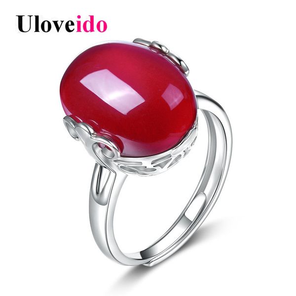 

uloveido red rings for women cubic zirconia ring female silver color women's jewellery decorating valentines day gift jz149, Golden;silver