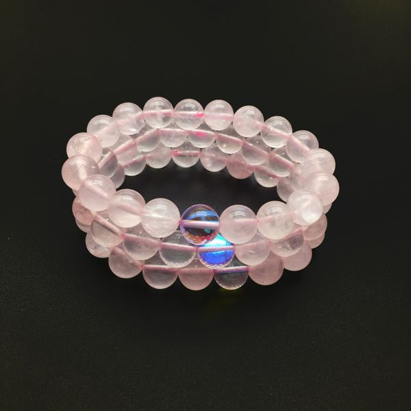 

10mm rose quartz beads bracelet,gemstone bracelet,quartz round beads,elastic bracelet,beaded bracelet good luck bracelet
