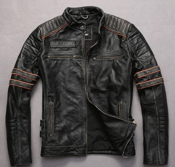 

vintage black panelled colour skull head embroidery leather jackets motorcycle leather jacket stand collar