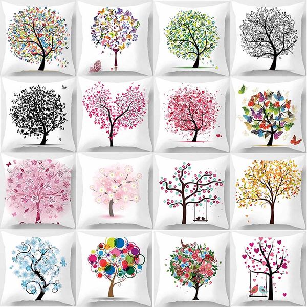 

creative trees pattern pillow case men women girls ladies square pillow cases throw cover 45*45cm