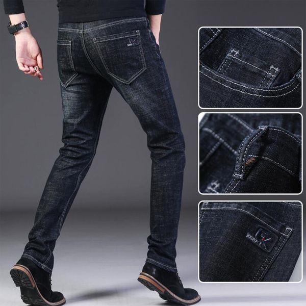 

men male leisure bottoms streetwear high-end men trousers fashion straight denim slim clothes distressed quality jeans pants pqxmd, Black
