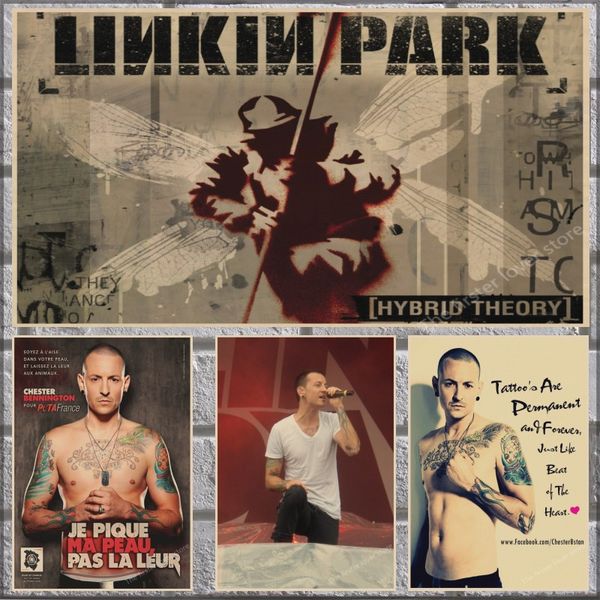 

music posters linkin park kraft paper retro rock posters european and american music star decorative painting part 2