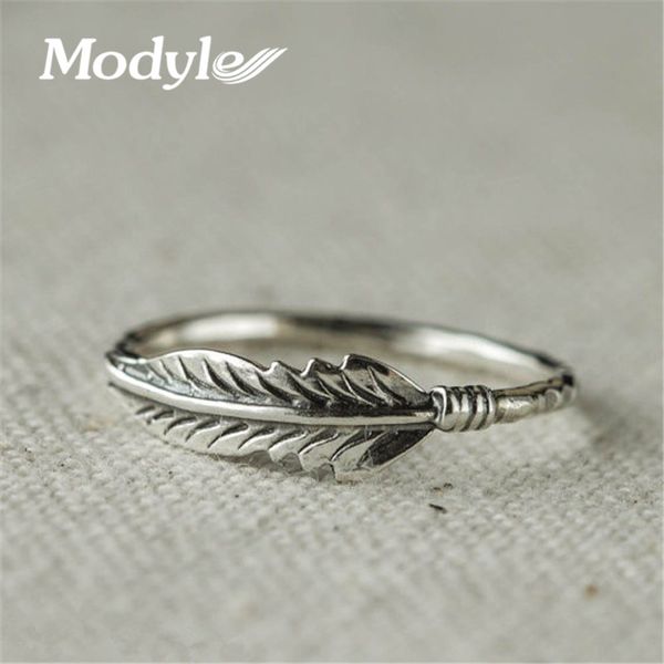 

modyle 2018 sier color rings for women vintage thai sier color feather jewelry ring for lover gifts, Golden;silver