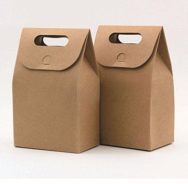 Saco de papel kraft / caixa com alça para arroz / milho / chá / chá / biscoito / saco de embalagem de presente de doces / caixa 8 * 16 cm + 6 cm frete grátis SN1745