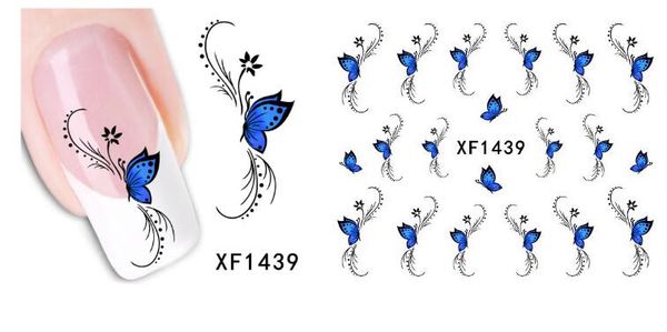 

full beauty 1pc black flower vine nail water sticker leaf lace design slider nail art decal beauty foils decoration