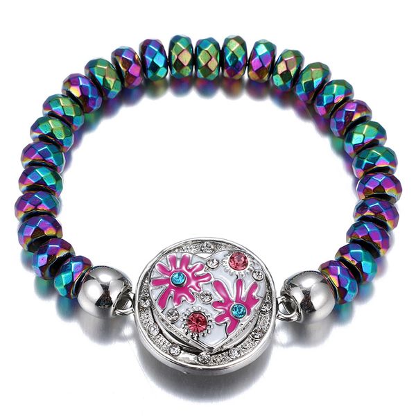 

3pcs new bead stone snap button fashion crystal 18mm snap bracelets for women diy charm bracelets gift, Golden;silver