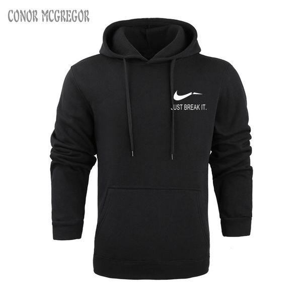 

2018 autumn new arrival high just break it printed sportswear men sweatshirt hip-hop male hooded hoodies pullover hoody clothing, Black