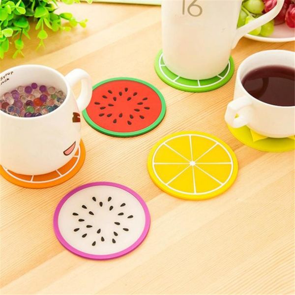 

silicone cup mat fruit coaster candy color creative nonslip insulation pad coaster table accessories kitchen gadgets