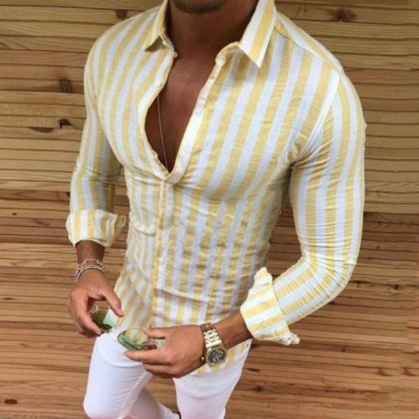 Shirt 2018 New  Men Casual Muscle Long Sleeve Dress Shirts Formal Business  Top Tee Blouse
