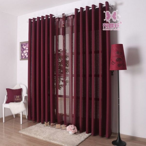 Solid Color Curtain For Living Room Kitchen Plain Curtains Voile