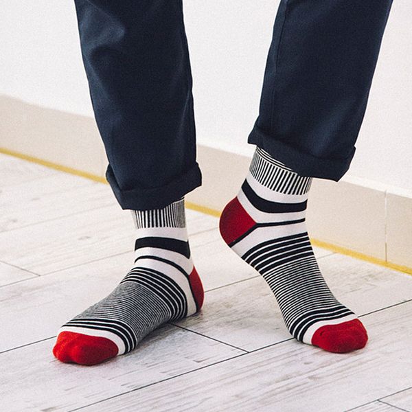 

5 pairs /lot new style brand men socks fashion colored striped meias cotton sock cool mens happy socks calcetines hombre sale, Black