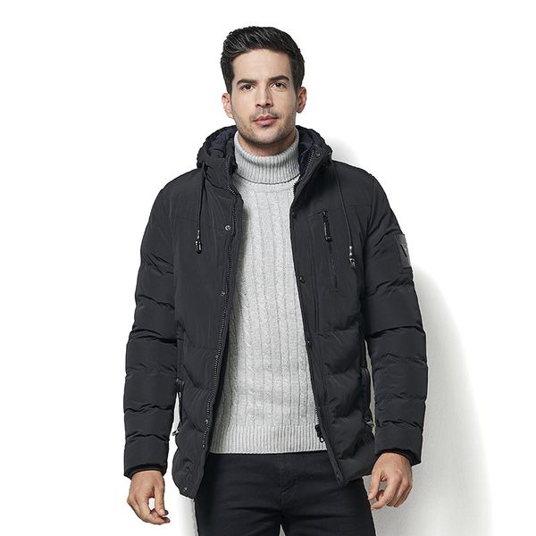 

men's parkas 2018 winter new thick casual long fleece coat male fashion cotton hat keep warm jacket - 40 degee plus size 5xl, Black