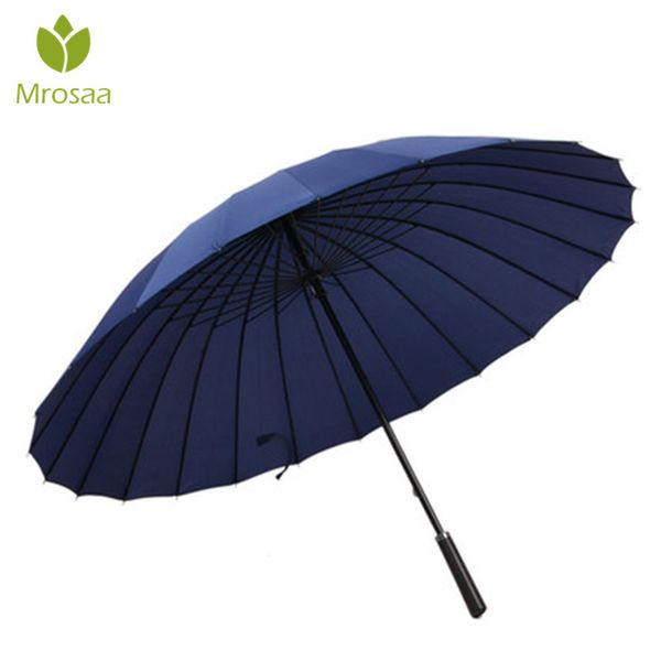 

mrosaa 24 ribs automatic open golf umbrella male commercial compact large strong frame windproof 24ribs gentle black umbrellas