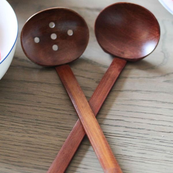 WoodLife Japanese Wooden Soup Spoon Set: Fast Shipping, Long Handle, Durable. Perfect for Ramen, Hot Pot & Turtle Soup.