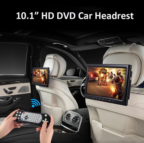 

2x10.1 inch car dvd headrest portable fitting for car hd player hdmi usb sd fm ir game car headrest holder black