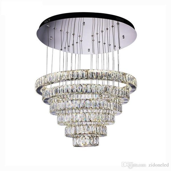 Luxury Contemporary Crystal Pendant Lights K9 Crystal Chandeliers Lighting With 6 8 Crystal Circulars D23 6 H74 6 Cheap Pendant Light Ceiling Lamps