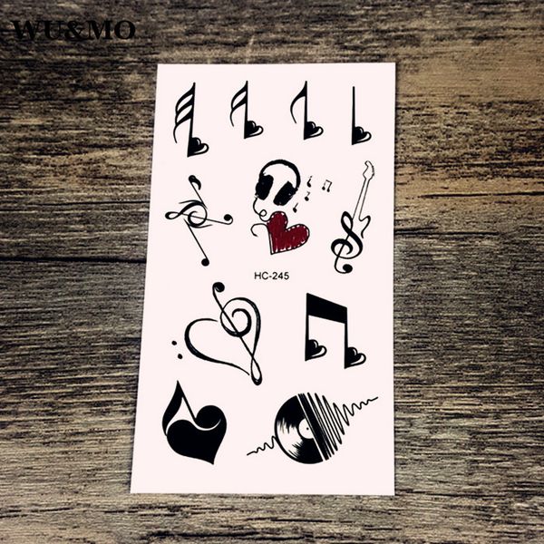 Acheter Wumo Hc 245 Note De Musique Corps Art Sexy Harajuku Imperméable Temporaire Tatouage Pour Homme Femme Henné Faux Flash Tattoo Stickers De