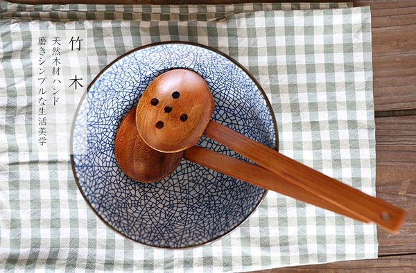 

japan hand-pulled noodle natural wood big soup spoon funnel pot ajisen ramen dinner rice noodle sloed tableware set