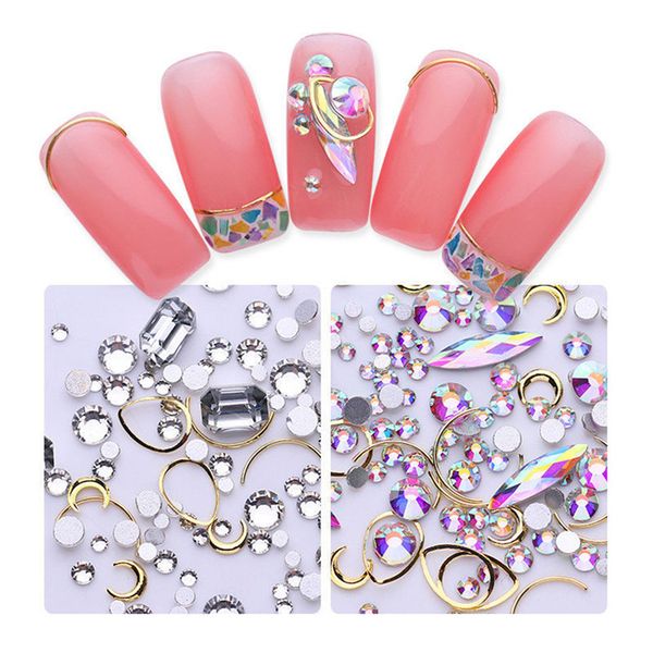 

design for nail mermaid nail gradient pearls sequins glitter dazzling manicure art decoration diamond sticker for 0921, Silver;gold