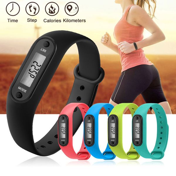 

digital lcd silicone wrist band pedometer run step walk distance calorie counter wrist sport fitness multi-function watch