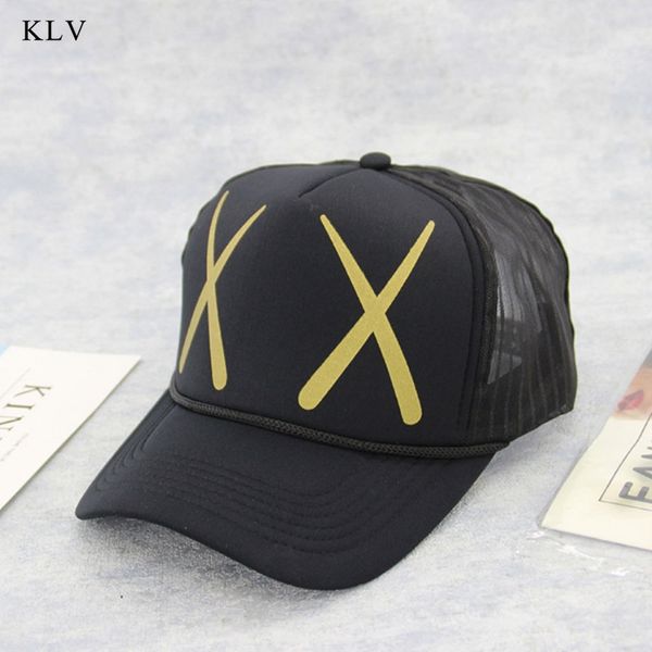 

klv 2018 new women men hip hop cartoon print curved baseball cap mesh snapback hat adjustable, Blue;gray