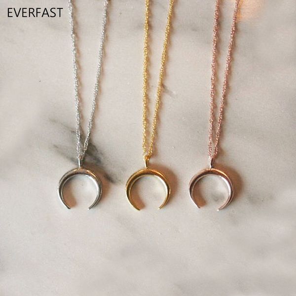 

everfast korean fashion first quarter moon pendants collar necklaces charm sailor lovers jewelry necklace accessories anime en248, Silver