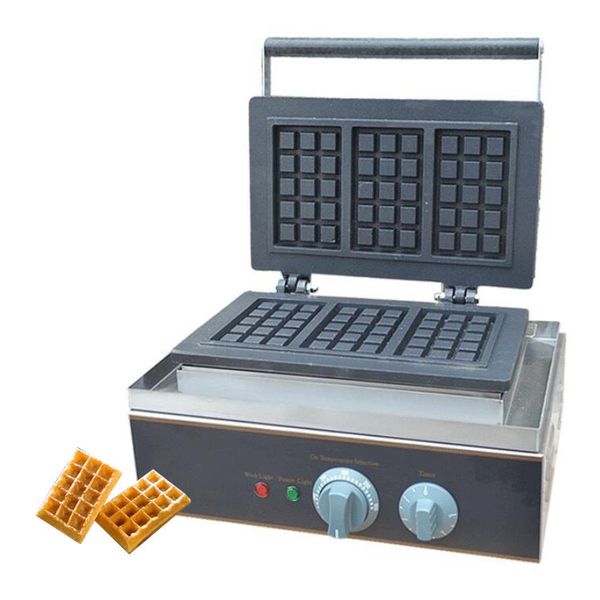 

qihang_top snake equipment коммерческая квадратная вафельница из нержавеющей стали электрическая вафельница с 3 вафлями за раз