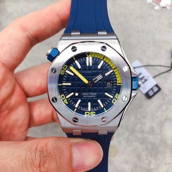 

горячие продажи luxury limited royal oak offshore diver синий циферблат автоматические механические часы резиновые часы резиновые 42 мм 1570, Slivery;brown