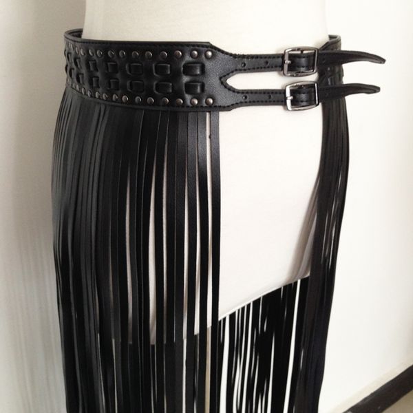 

long fringe belts for women designer faux leather ceinture femme studs deco pin buckle s/m/l/xl, Black;brown
