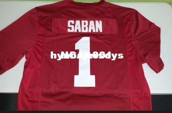 

men #1 nick saban alabama crimson tide red black white college jersey or custom any name or number jersey, Black;red